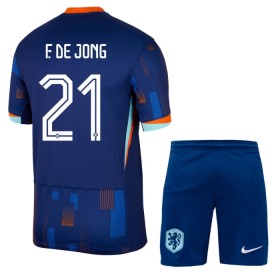 Camisolas Holanda Frenkie de Jong 21 Criança 2º Equipamento Alternativa Euro 2024 Manga Curta